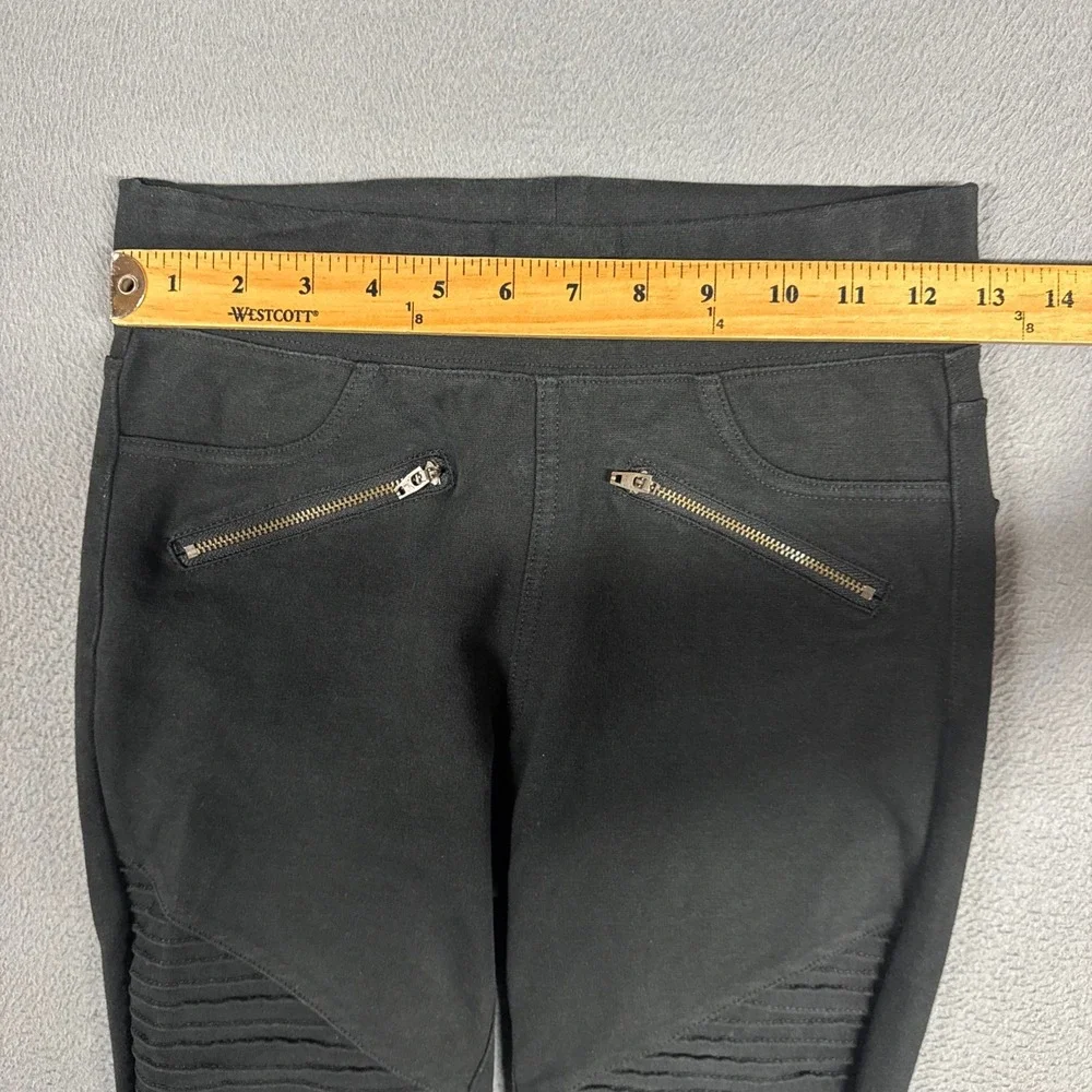 American Eagle Jeans Womens XS Black Jeggings Ribbed Knee Zipper Skinny Ankle